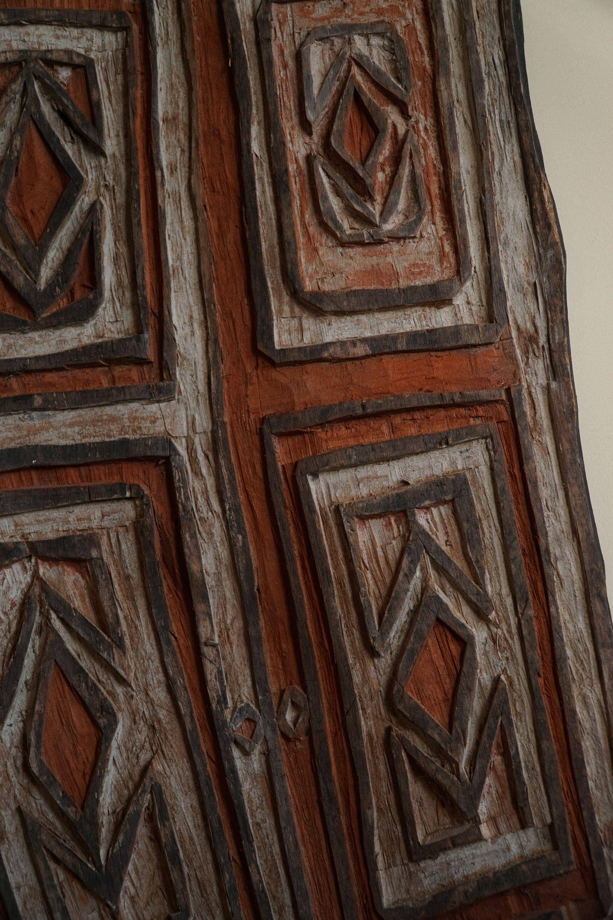 Bouclier vintage océanique, art mural tribal, Papouasie-Nouvelle-Guinée, fin XIXe siècle