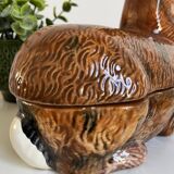 Hand-painted ceramic terrine box rabbit