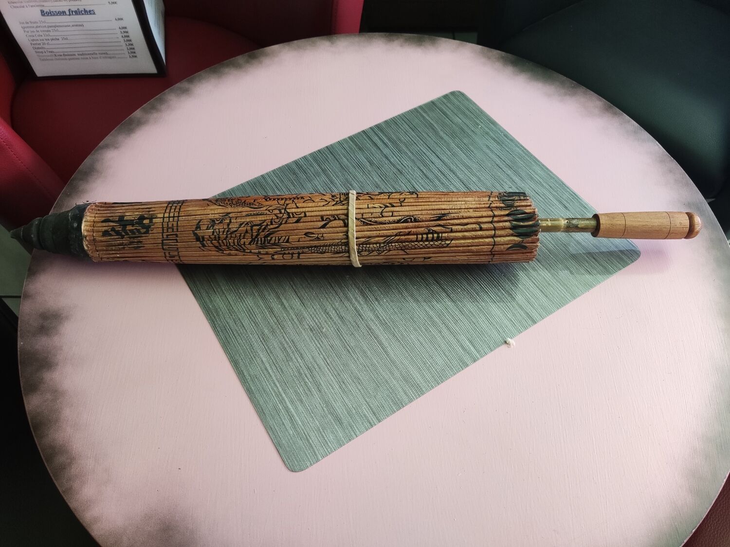 Asian paper and rattan umbrella