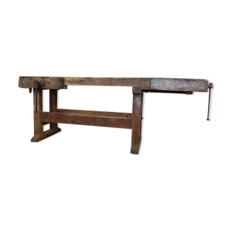 Antique dual vise carpenter's workbench