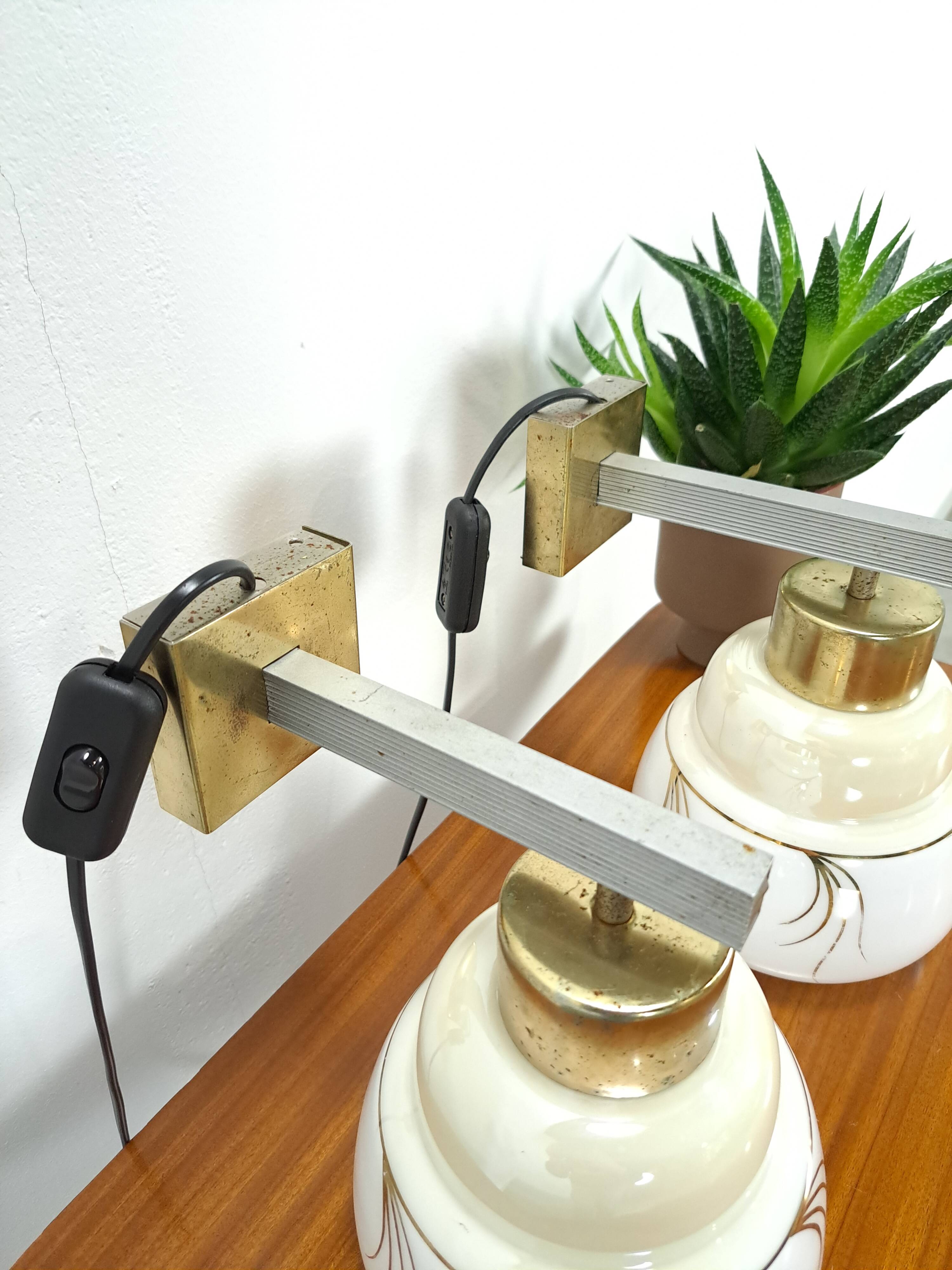 Design wandlampen Kamenicky Senov met melkglas kap vintage