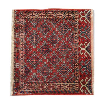 Antique persian turkmen rug small red wool area rug