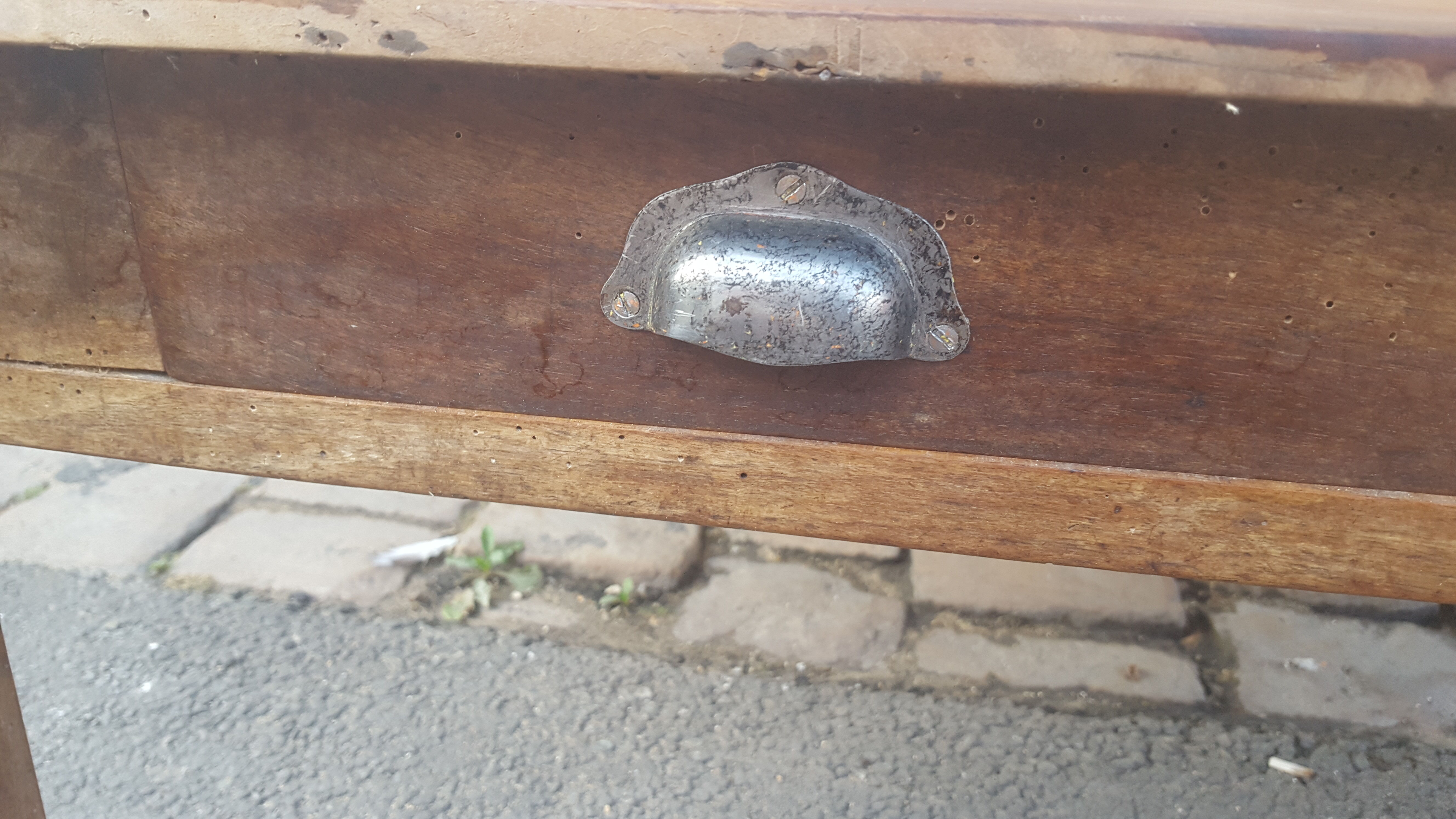 Farm table coffee table with drawers