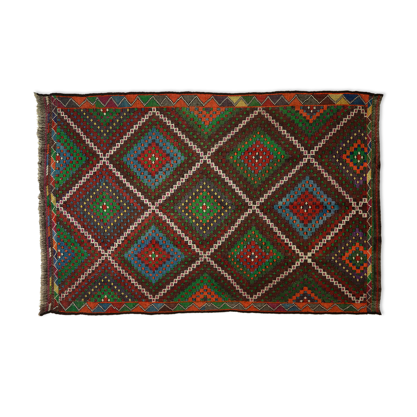 Area kilim rug ,vintage wool turkish handknotted kilim, 218x320 cm rug