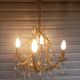 Rare old cage chandelier in gilded bronze and crystal 4 lights / WORKING CONDITION LEFT?