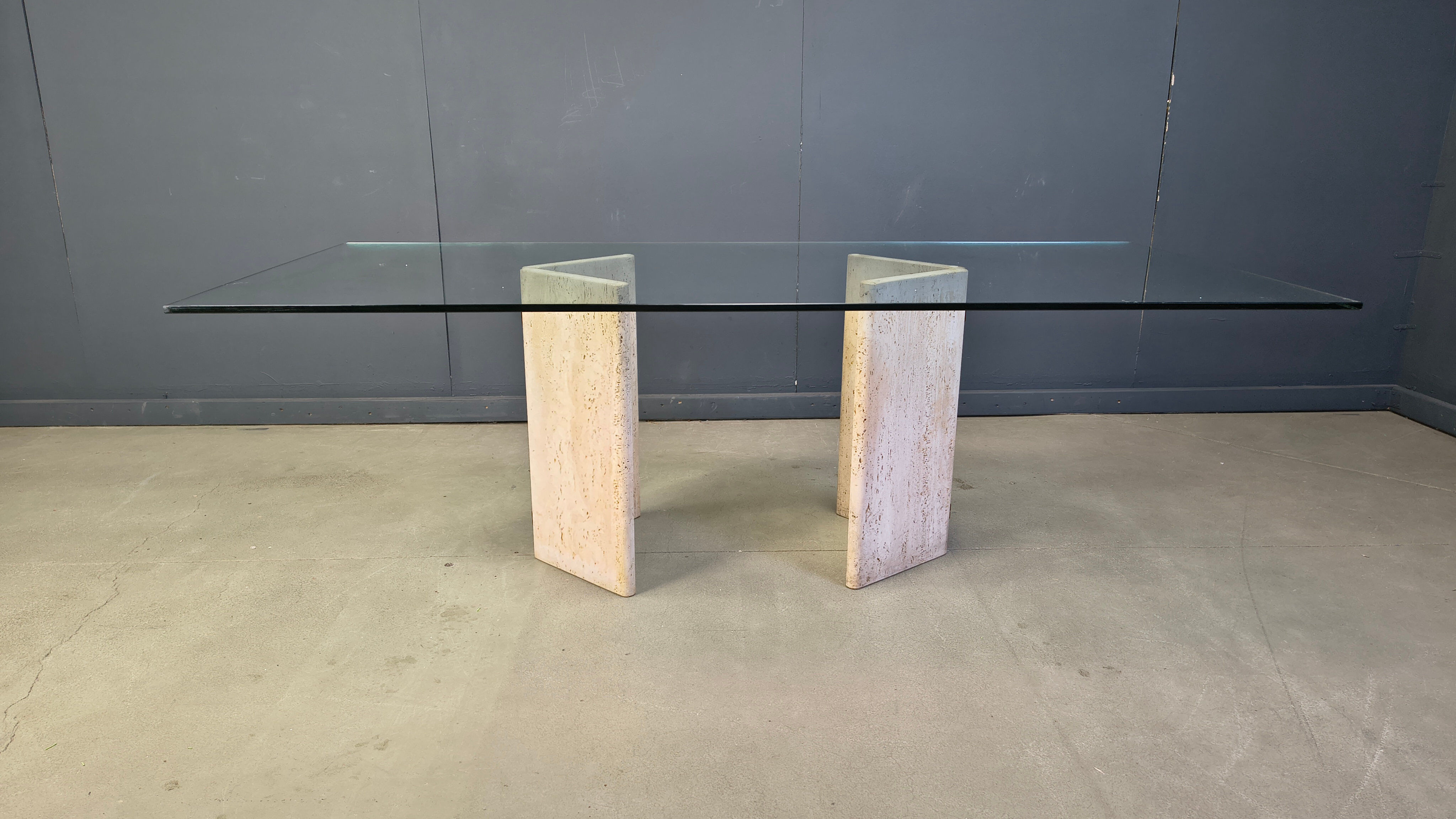 Vintage Italian travertine dining table, 1970s