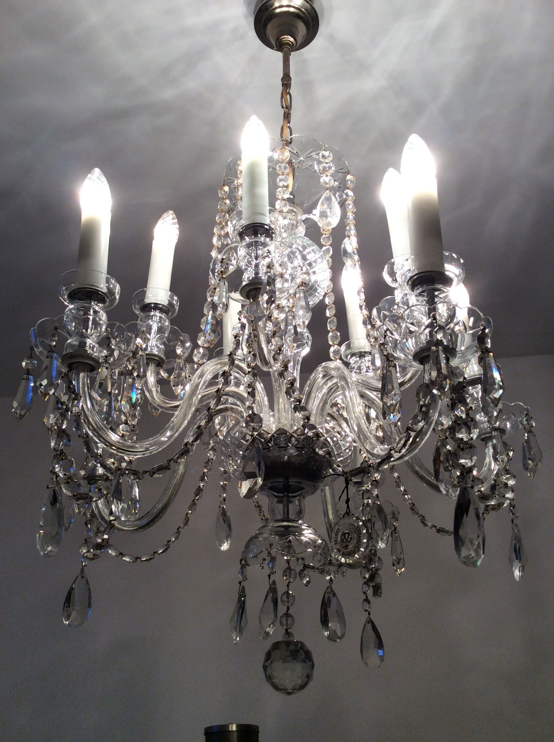 Old bohemian crystal chandelier for Deknudt