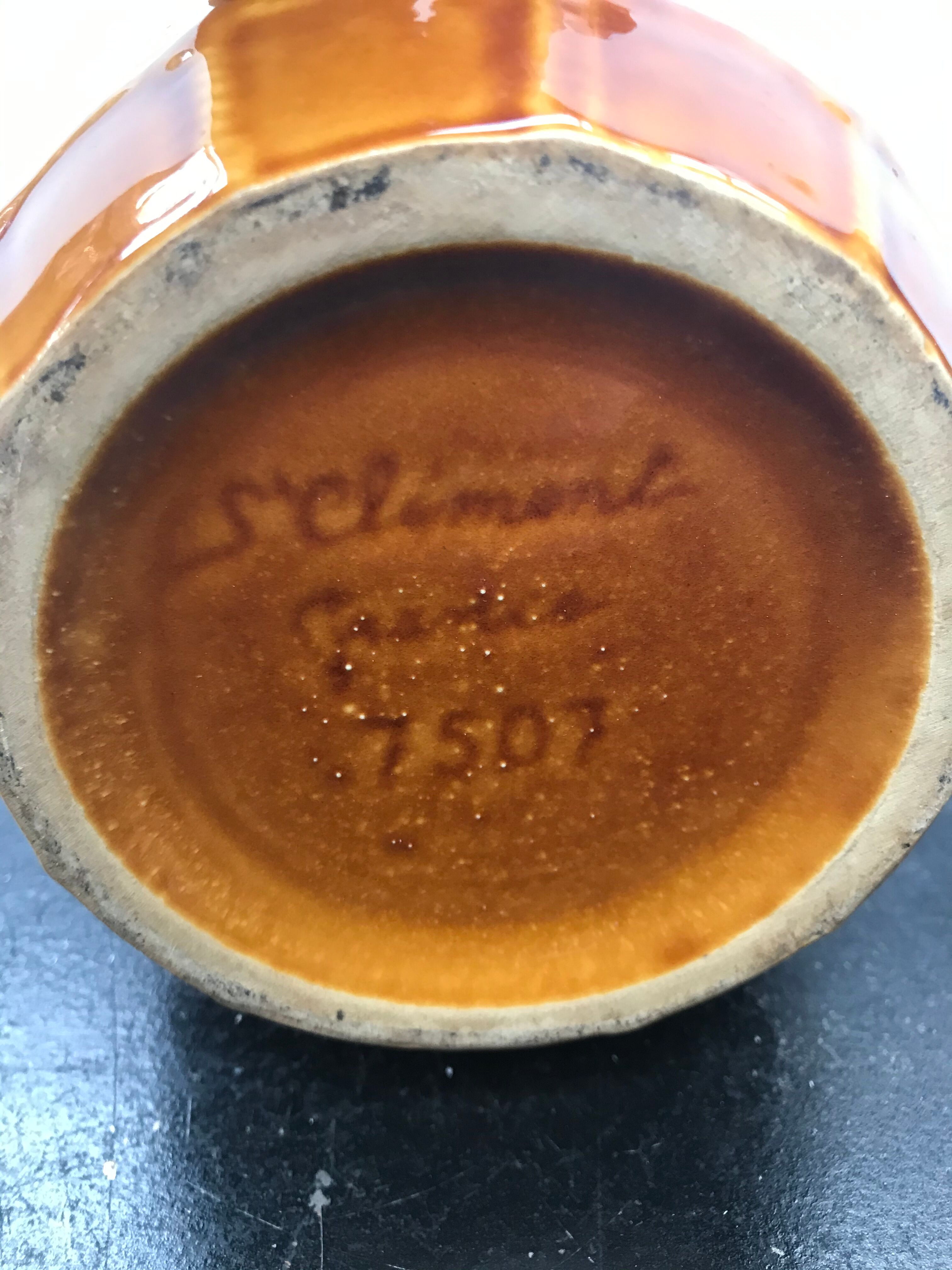 Former pitcher St Clement ceramics marron gaufré made in france vintage