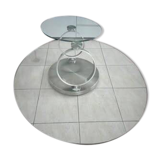 Table basse avec plateaux en verre dépliables