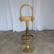 Tabouret de bar italien mid-century modern en laiton et cuir