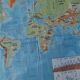 Planisphere world map vintage physics and vegetation