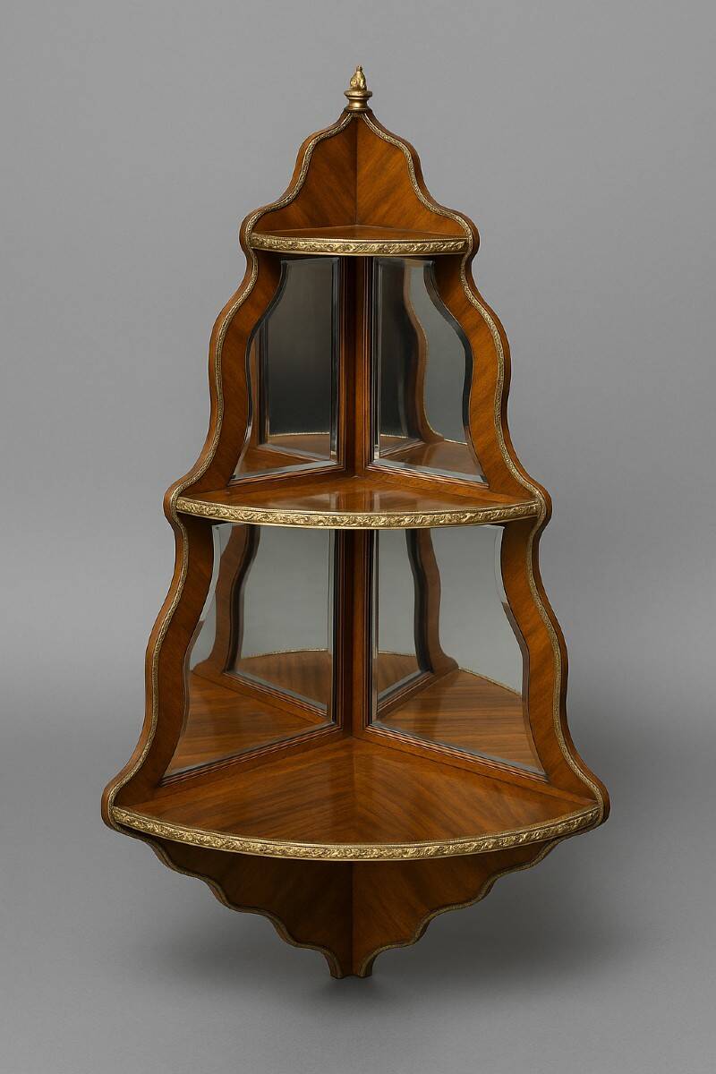 Vitrine d’angle en bois de rose époque Napoléon III