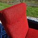 Vintage pair of red and black armchairs