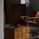 Mid-20th century Art Deco chest of drawers in pine with metal handles, 1940s.