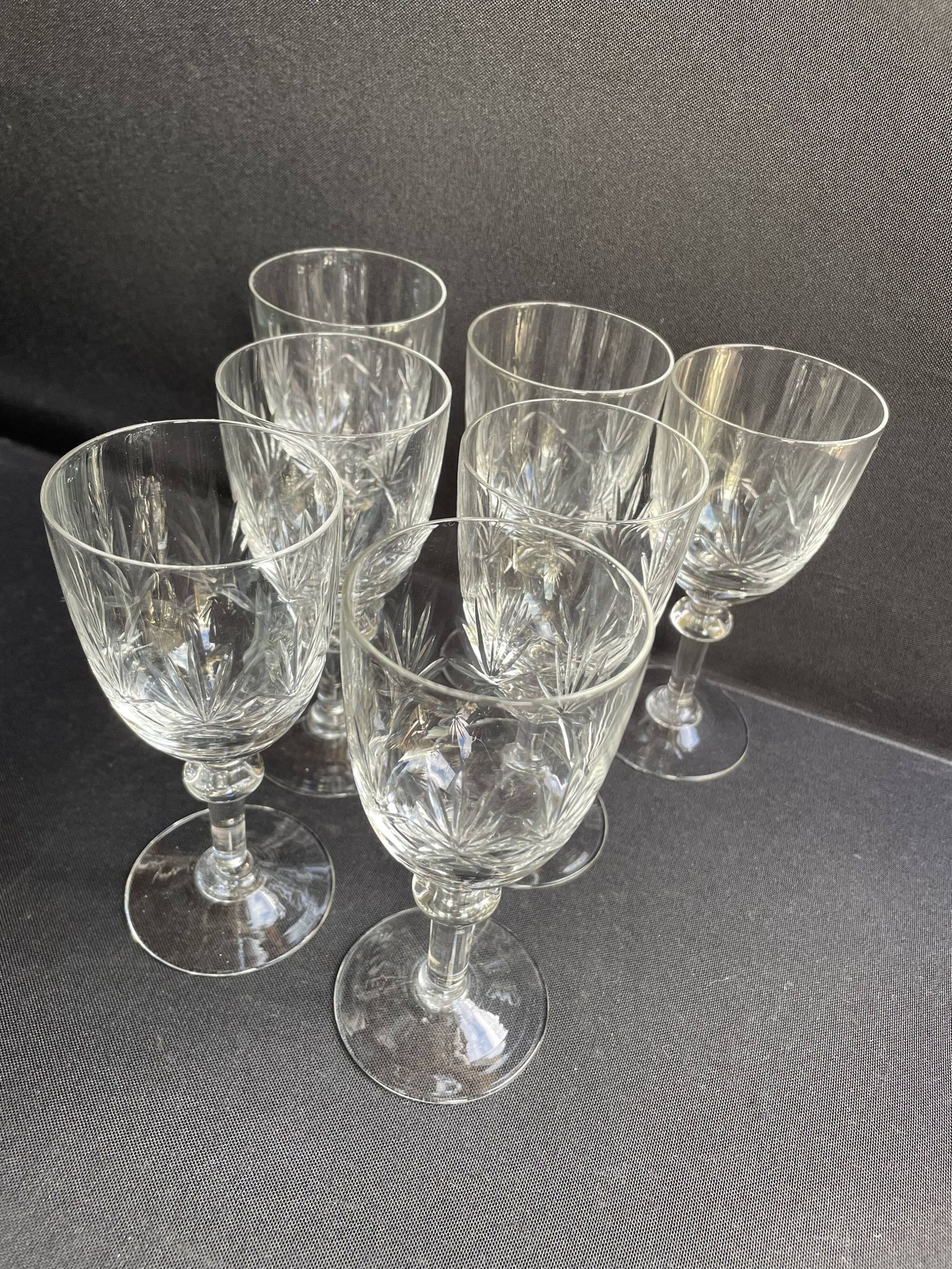 7 verres à porto – Cristal soufflé et taillé