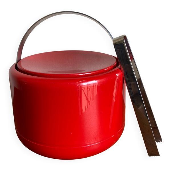 Seau à glace Stelton Denmark en abs rouge Space age pop 1960