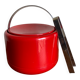 Stelton Denmark ice bucket in red ABS, Space Age pop 1960.