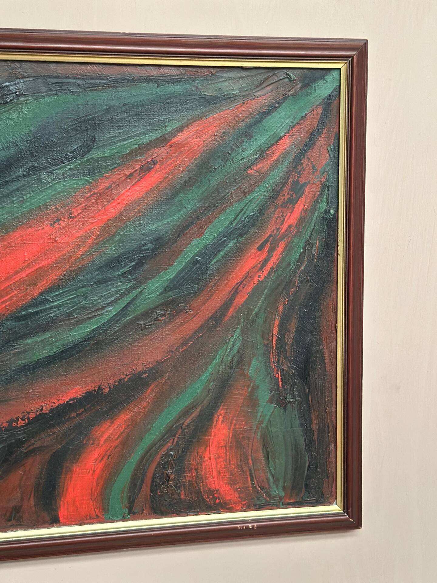 Original Swedish Oil on Canvas – Abstract Expressionist Composition – Vintage & Framed