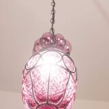 Plum colour Venetian Lantern, Seguso Murano Glass, Italy, 1950s
