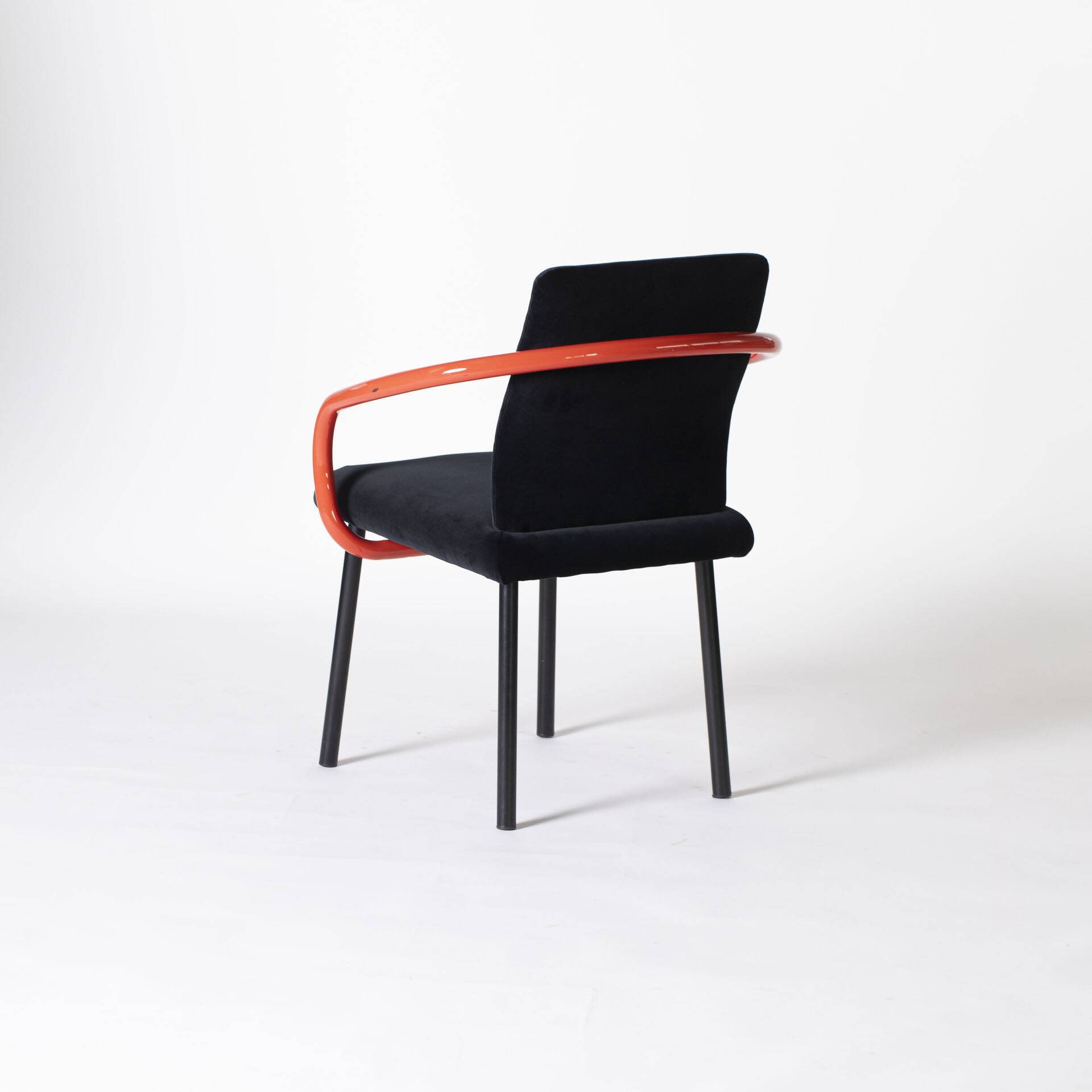 Ettore Sottsass Memphis Mandarin Chair for Knoll reupholstered in cotton velvet