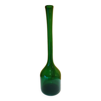 Vase vert verre soufflé années 1950