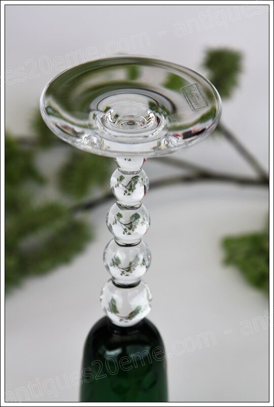 Model Bubbles series of 6 color St Louis Crystal champagne flutes