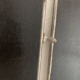 Vintage 1950s triptych barber mirror in black faux lizard - 27 x 67