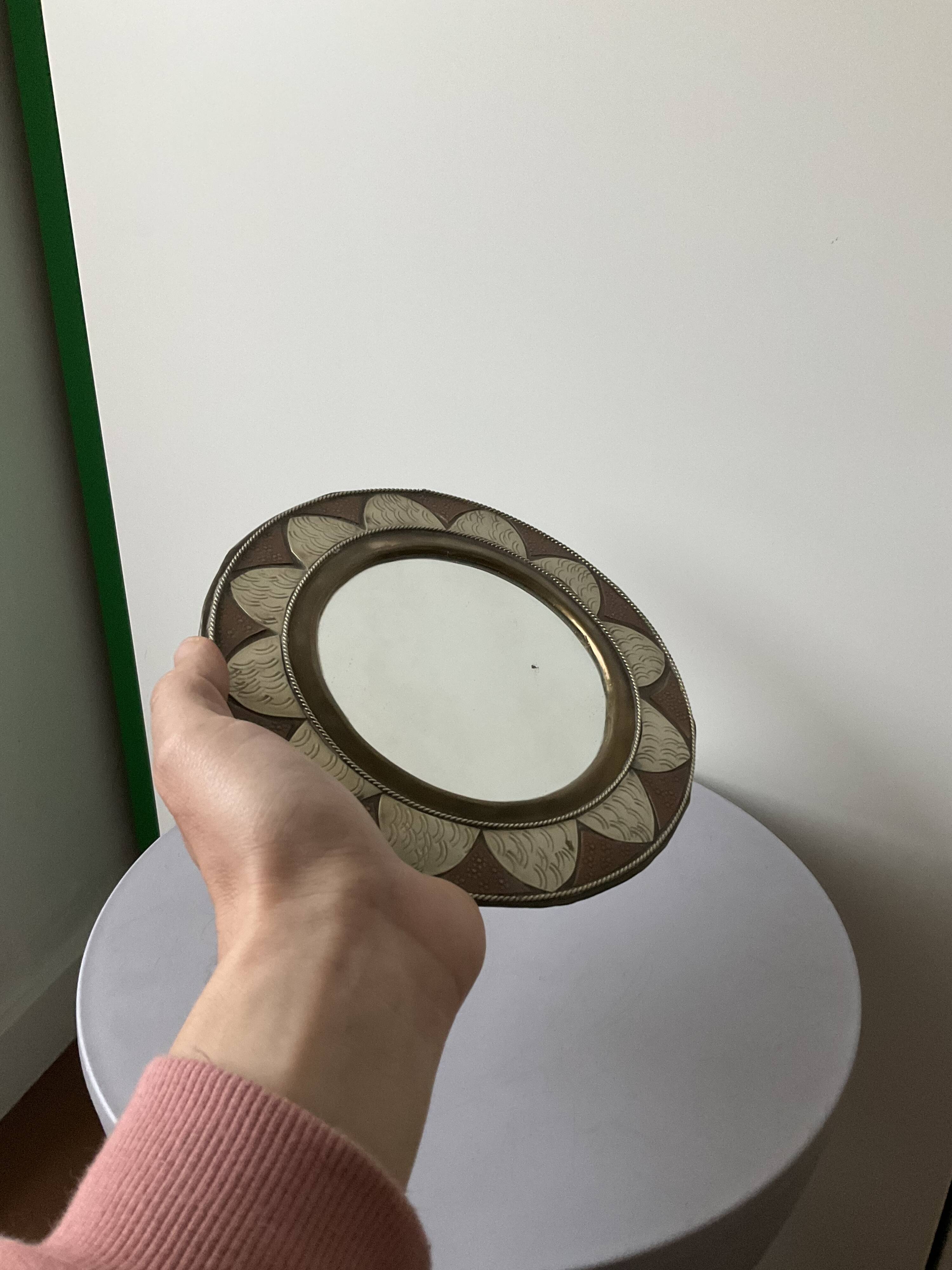 Vintage oriental round mirror 18cm