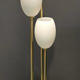 Italian Floor Lamp in Brass and Opaline Glass, 1980s