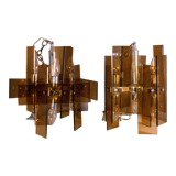 Orange glass lamps, six bulbs each