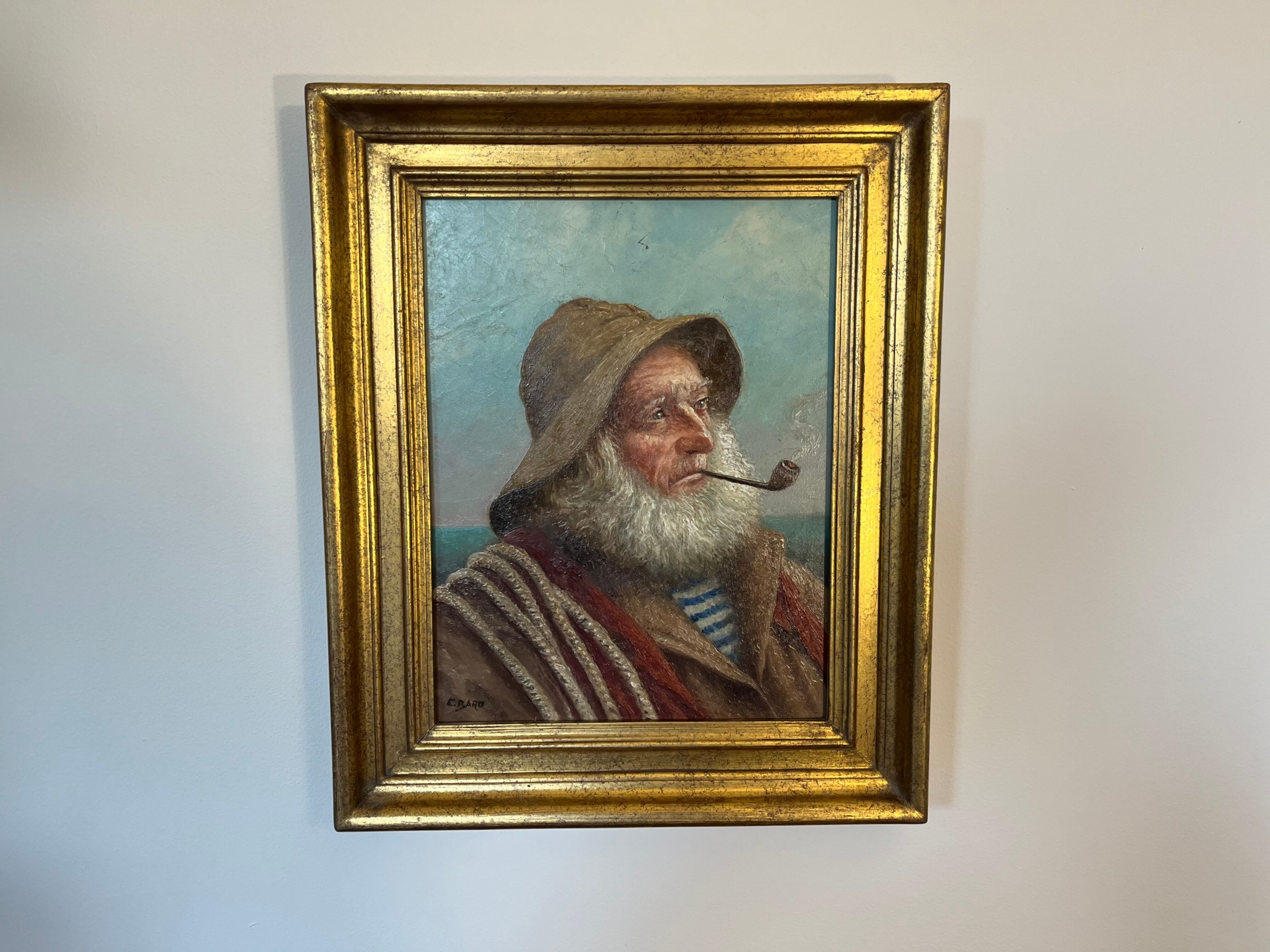 Painting signed E. Baro (Léon Noireaut), pipe sailor