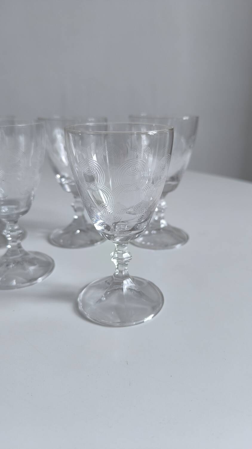 Set of 6 crystal wine glasses