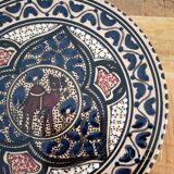 Vintage Hand Painted Tunisian Decorative Plate With Camel, Ornate Stoneware