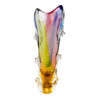 Vase en Verre d'Art Tchèque par Josef Rozinek pour Novy Bor Glassworks, 1960