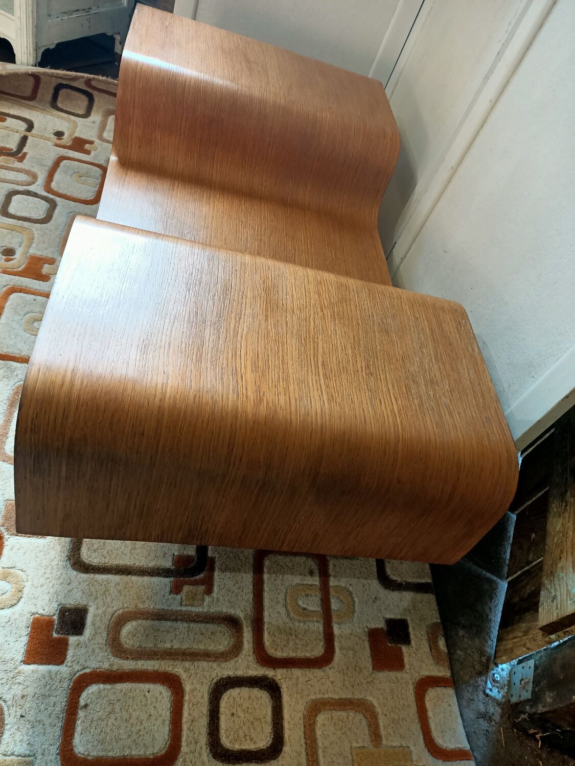 Curved wooden coffee table