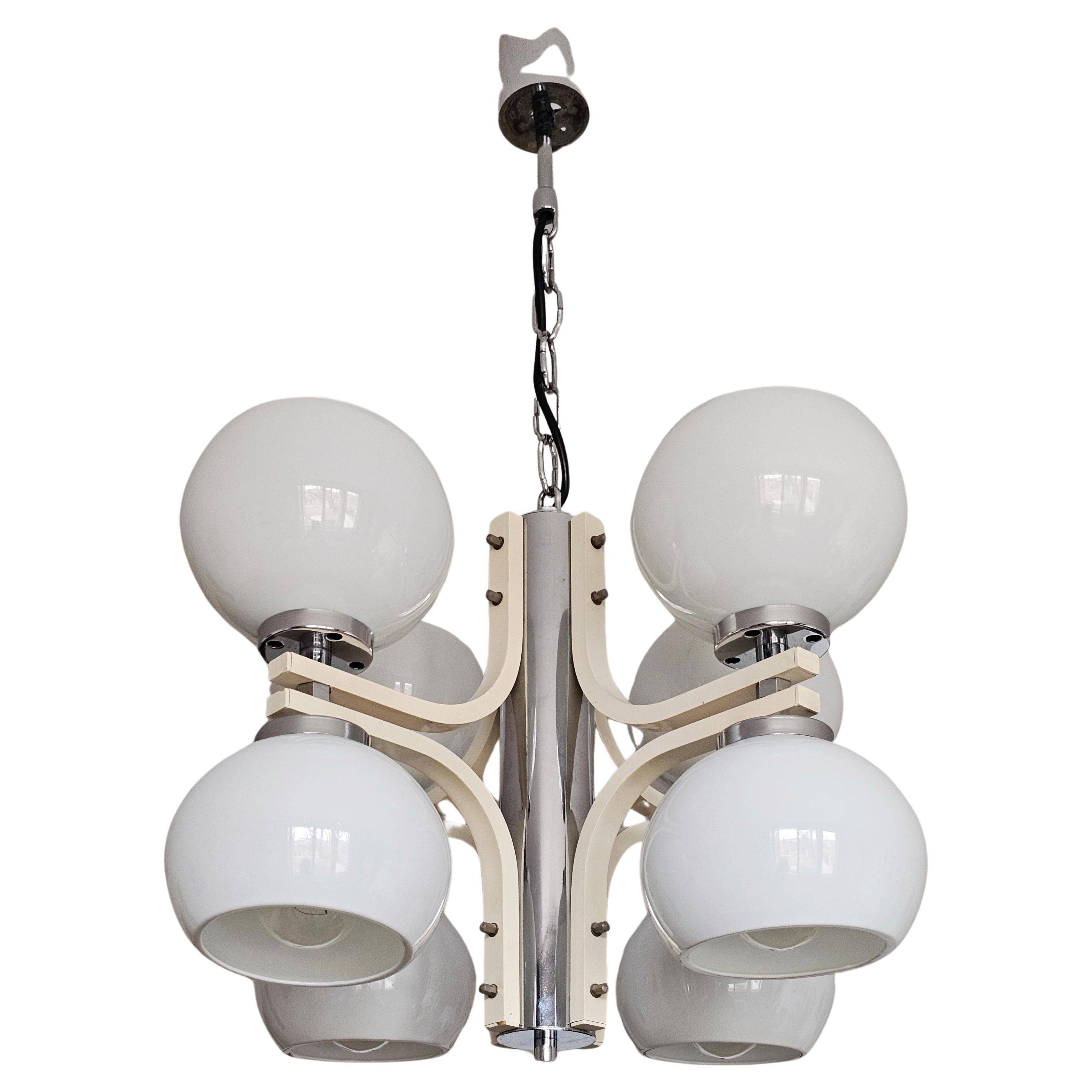 Lustre Space Age 8 lamps with glass shades, Yugoslavia 1970s