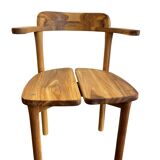 Chaise brutalist en teck