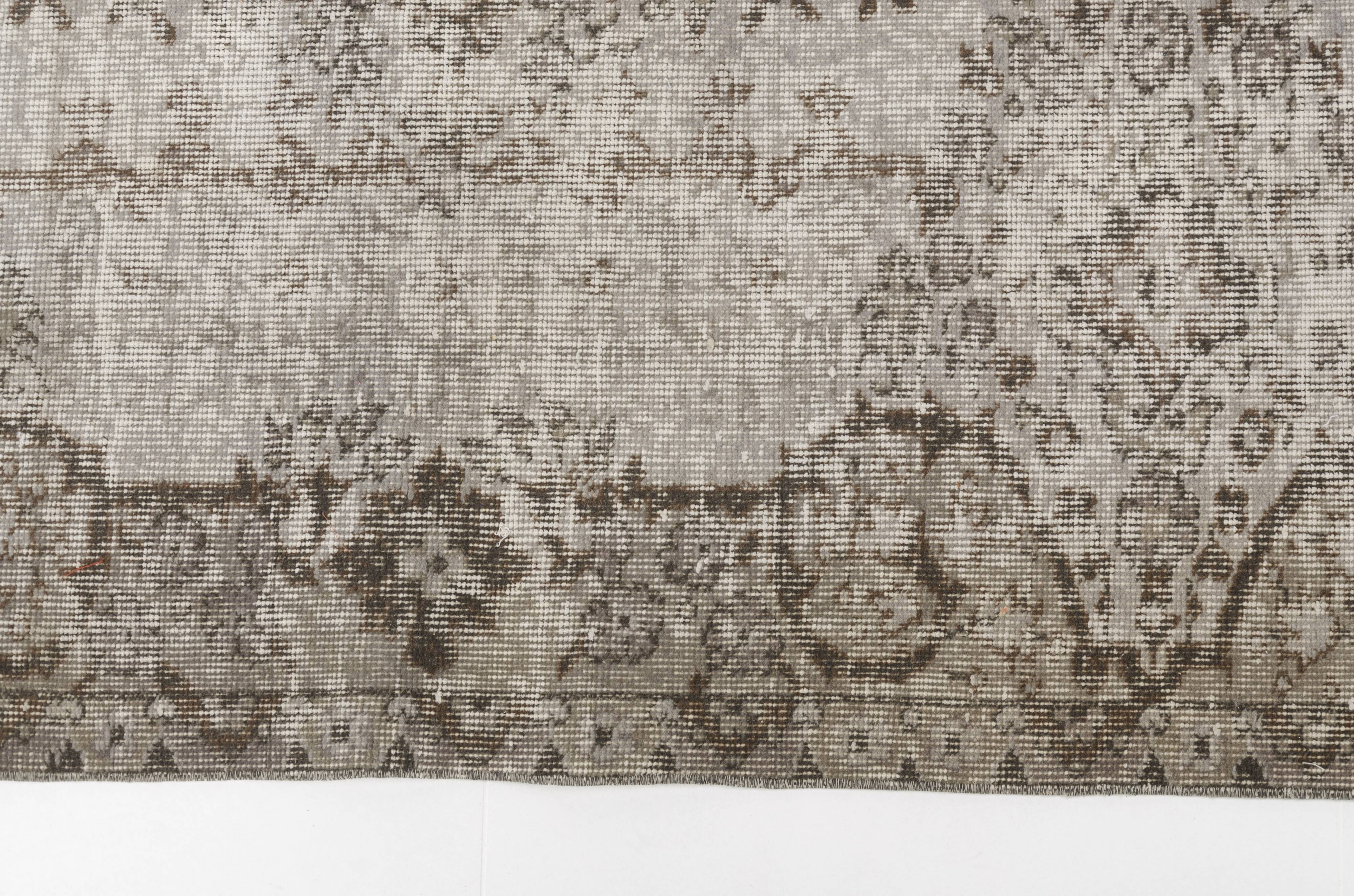 Grey Oushak Antique Wool Carpet