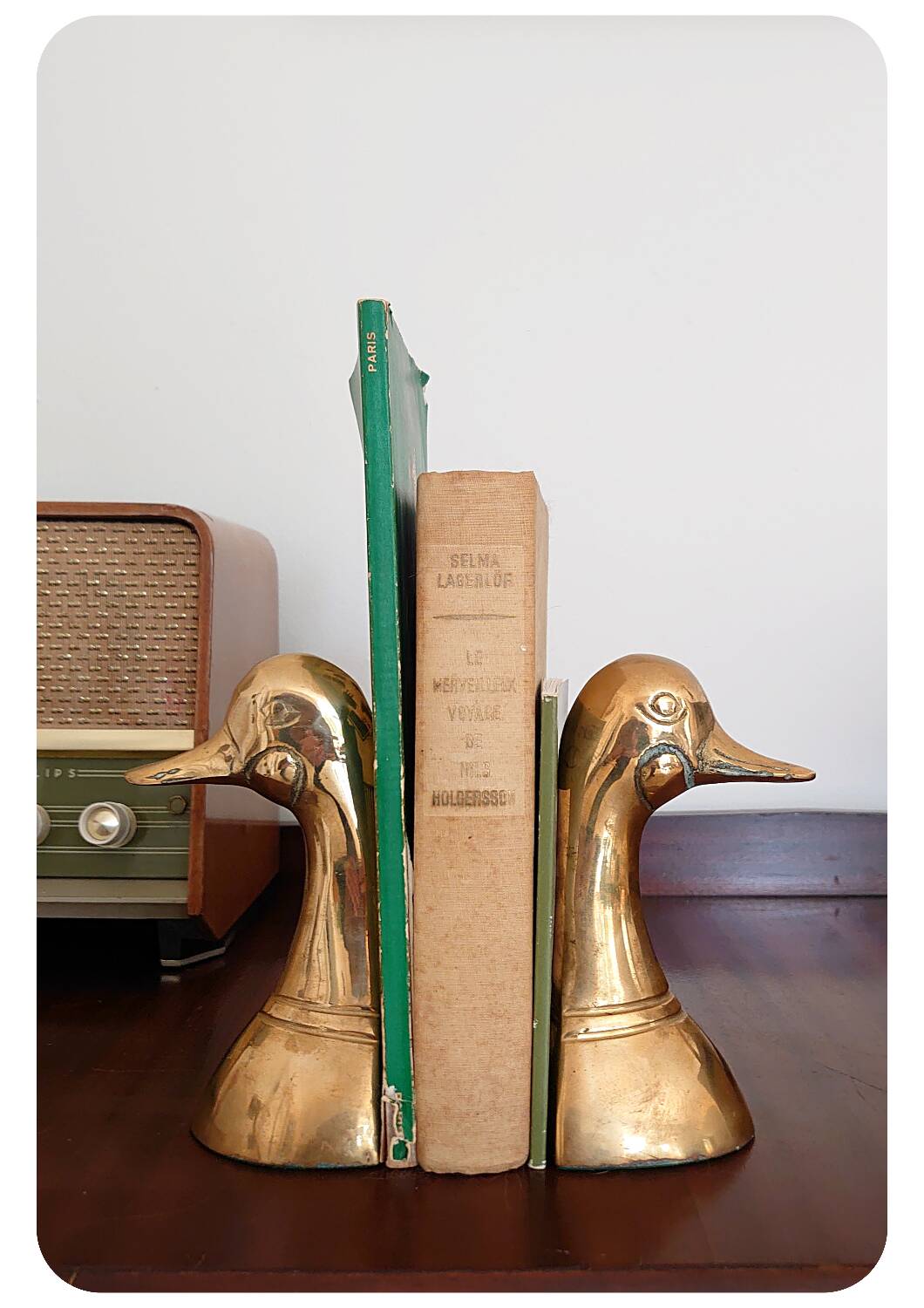 Serre-livres vintage en laiton tête de canard