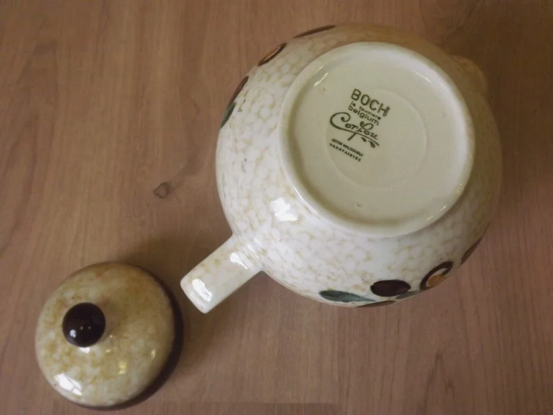 Vintage Boch La Louvière Corfou Collection 3-Piece Coffee Pot Bowl Jug Set