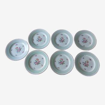 Flat almond green half-porcelain plates