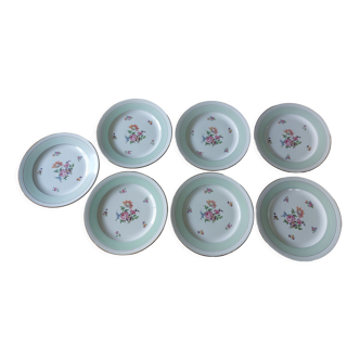 Flat almond green half-porcelain plates