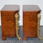 Empire Style Nightstands in Golden Walnut Burl, Set of 2