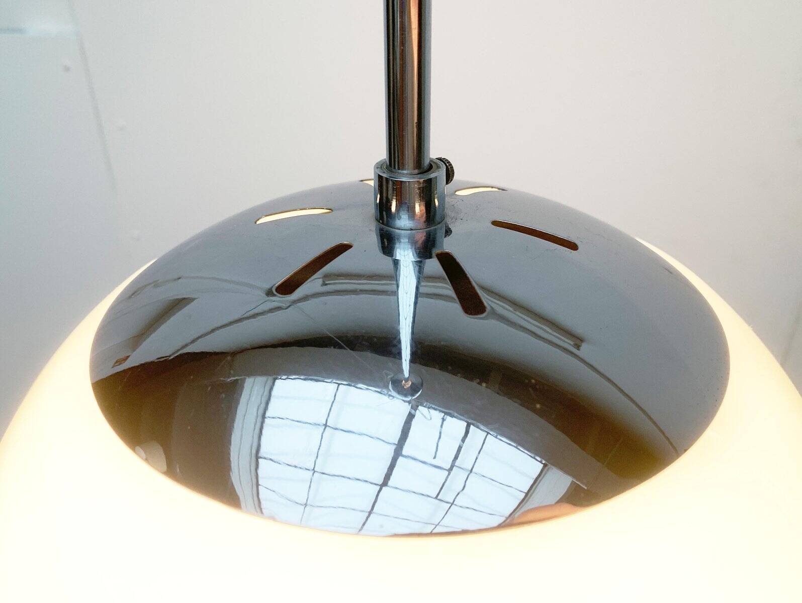 Mid-Century German Glass and Metal Ball Pendant
