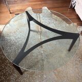 Table basse vintage danoise verre et bois de rose