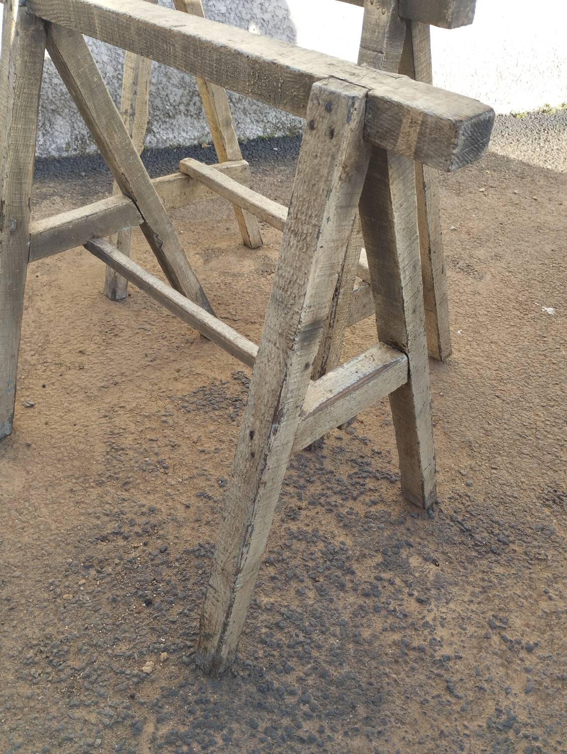 Pair of old wooden trestles