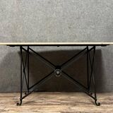 Superb Art Deco period console in iron and Carrara marble circa 1930