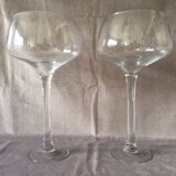 Duo of Vases Giant Cocktail Glasses Tealight Holders Cups on Blown Crystal Stand