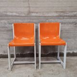 2 vintage orange Gautier monocoque chairs from 1960