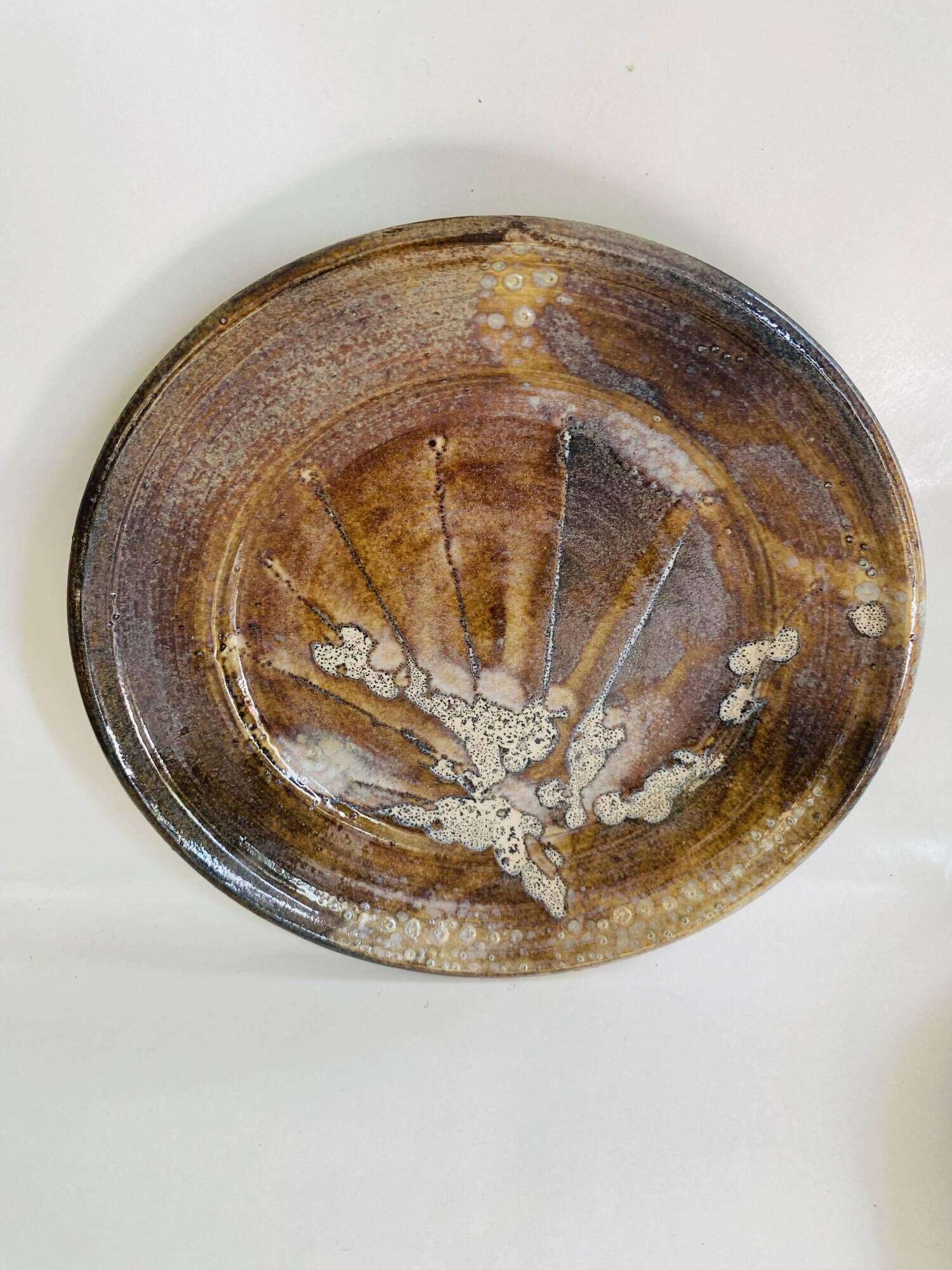 Ceramic plate signed, stoneware 24 cm